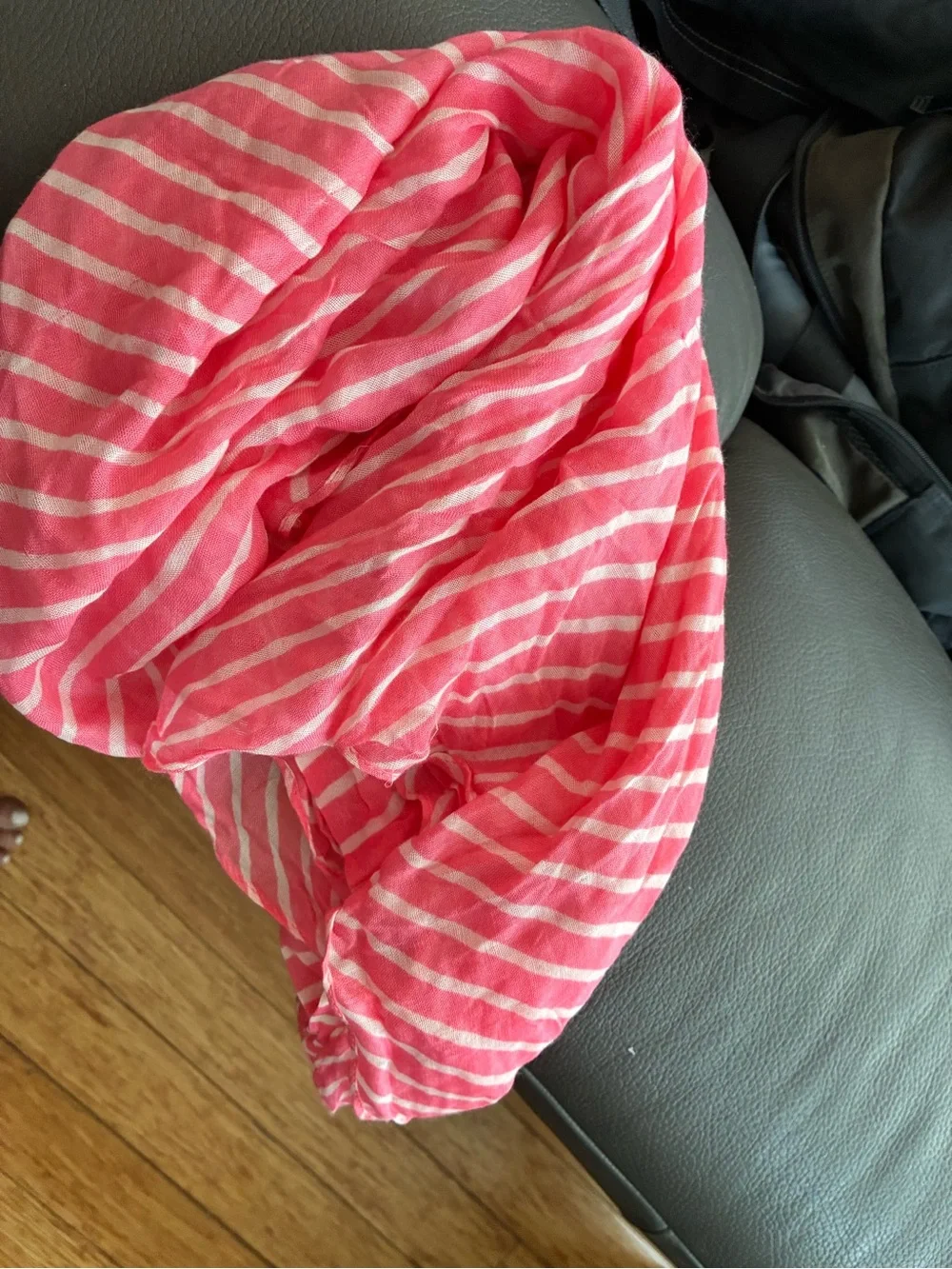 New York & Company Pink and White Striped Scarf Wrap